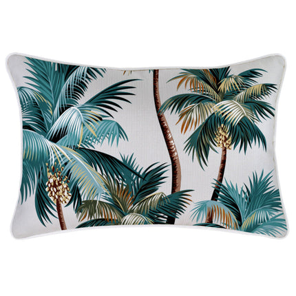 Cushion Cover-With Piping-Palm Trees White-35cm x 50cm.