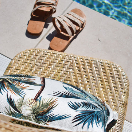 Cushion Cover-With Piping-Palm Trees White-35cm x 50cm.