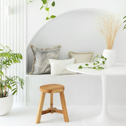 Cushion Cover-Coastal Fringe Natural-Seminyak Smoke-60cm x 60cm.