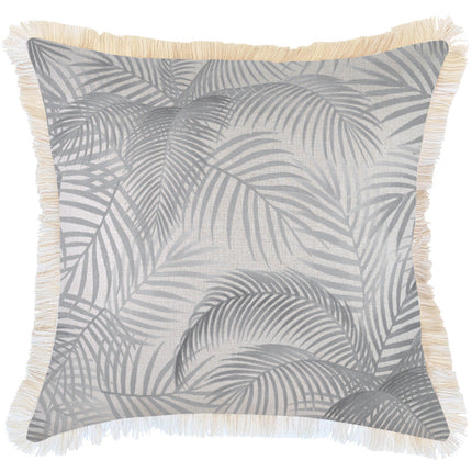 Cushion Cover-Coastal Fringe Natural-Seminyak Smoke-60cm x 60cm.