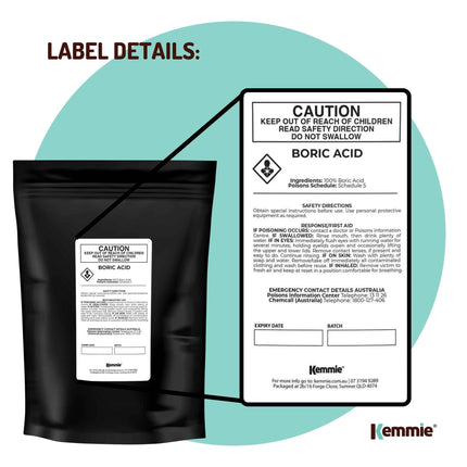 Kemmie 100g Boric Acid Powder 99.9% Pure - Soluble Orthoboric Acid H3BO3.