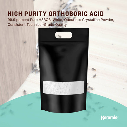 Kemmie 5Kg Boric Acid Powder 99.9% Pure - Soluble Orthoboric Acid H3BO3.