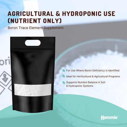 Kemmie 5Kg Boric Acid Powder 99.9% Pure - Soluble Orthoboric Acid H3BO3.