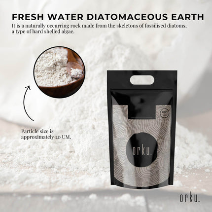 Orku 5Kg Fine Diatomaceous Earth - Food Grade FCC Fossil Shell Flour Powder.