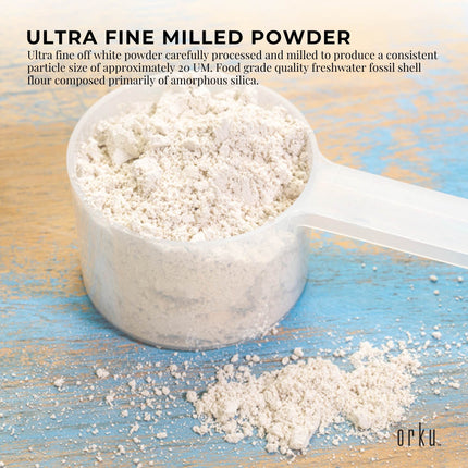 Orku 10Kg Fine Diatomaceous Earth - Food Grade FCC Fossil Shell Flour Powder.