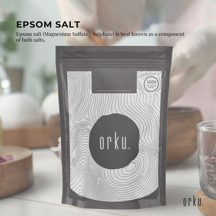 Orku 400g Epsom Salt - Magnesium Sulphate Bath Salts For Skin Body Sulfate.