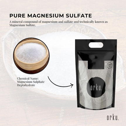 Orku 5Kg Epsom Salt - Magnesium Sulphate Bath Salts For Skin Body Sulfate.