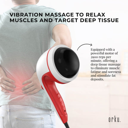 Handheld Vibration Massager Red - 4 Interchangeable Heads Adjustable Speed.