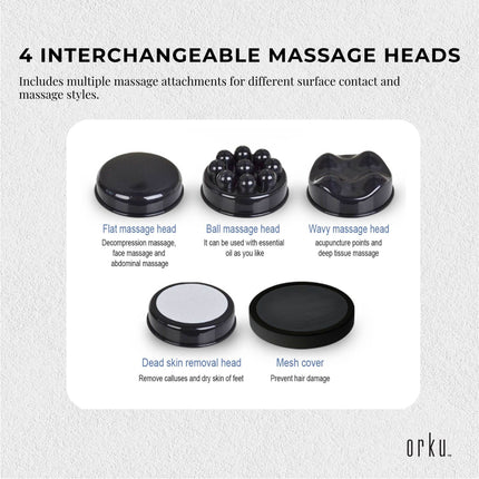 Handheld Vibration Massager Red - 4 Interchangeable Heads Adjustable Speed.