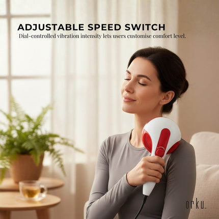 Handheld Vibration Massager Red - 4 Interchangeable Heads Adjustable Speed.