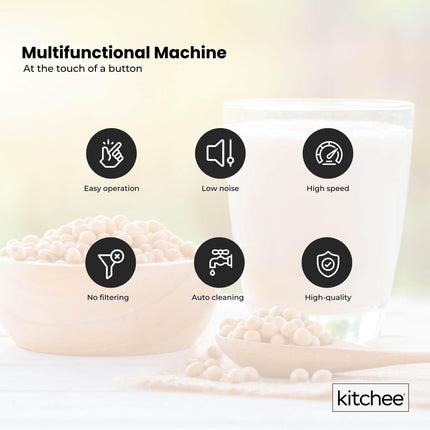 Kitchee 1.2L Electric Soy Bean Milk Maker Machine - Automatic Almond Nut Blender.