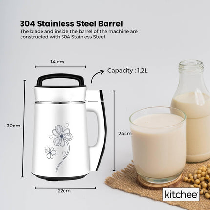 Kitchee 1.2L Electric Soy Bean Milk Maker Machine - Automatic Almond Nut Blender.