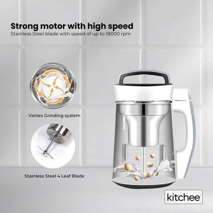 Kitchee 1.2L Electric Soy Bean Milk Maker Machine - Automatic Almond Nut Blender.