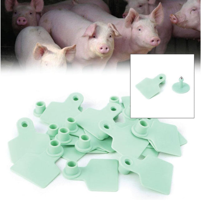 100x Cattle Ear Tags 6x7cm Set - Medium Green Blank Cow Sheep Livestock Label.