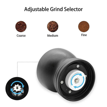 Coffee Bean Grinder - Manual Hand Stainless Ceramic Burr Core Glass Jar Nut Mill.