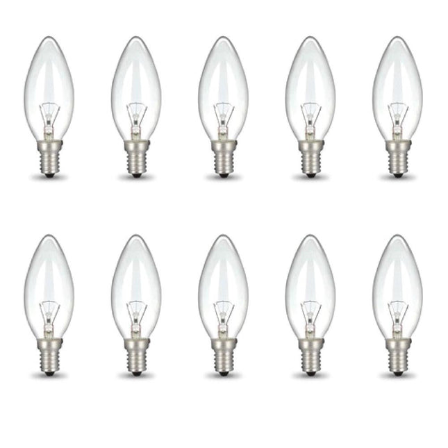 Bulk 10x E14 40W 220-240V Light Bulbs - C35 Candle Globe For Himalayan Salt Lamp.