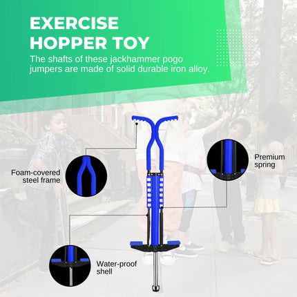 Blue Pogo Stick Kids - Childrens Jumping Jackhammer Exercise Hopper Toy.