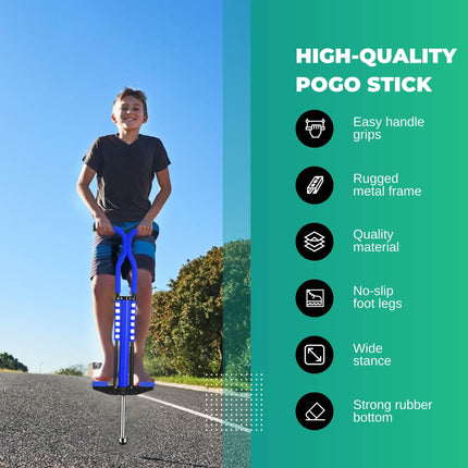 Blue Pogo Stick Kids - Childrens Jumping Jackhammer Exercise Hopper Toy.