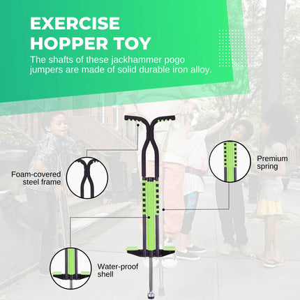 Green Pogo Stick Kids - Childrens Jumping Jackhammer Exercise Hopper Toy.