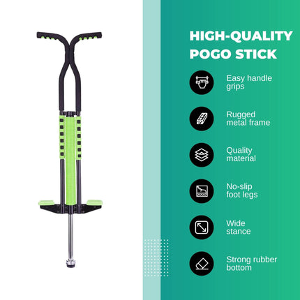 Green Pogo Stick Kids - Childrens Jumping Jackhammer Exercise Hopper Toy.