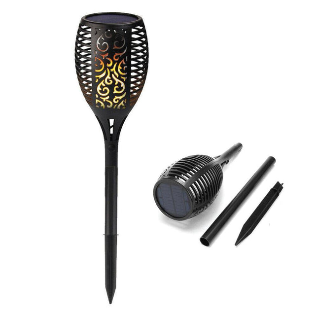 96 LED Bulbs Torch Solar Garden Outdoor Flame Dancing Flickering Light Auto Lamp.