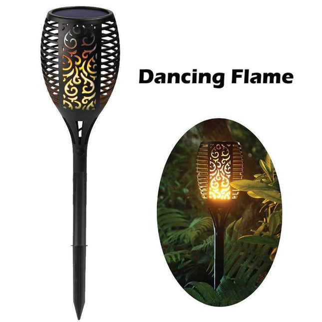 96 LED Bulbs Torch Solar Garden Outdoor Flame Dancing Flickering Light Auto Lamp.