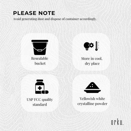 Orku 5Kg Sodium Ascorbate Tub - High Purity Soluble Crystalline Powder.