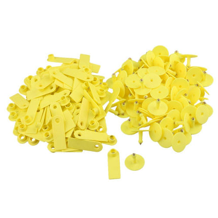 100x Cattle Ear Tags 5x2cm Set - Mini Yellow Blank Pig Goat Livestock Label.