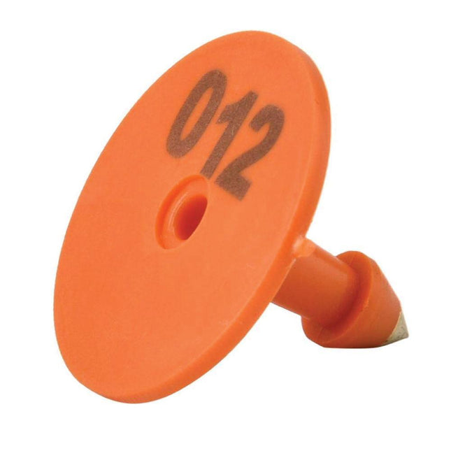 1-100 Cattle Number Ear Tag Set - Round Orange Pig Sheep Goat Livestock Label.