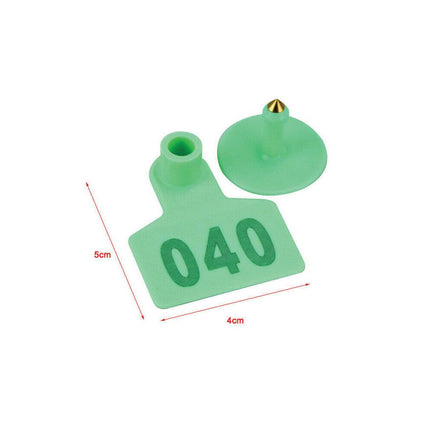 1-100 Cattle Number Ear Tags Set - Green Pig Sheep Goat Livestock Label.