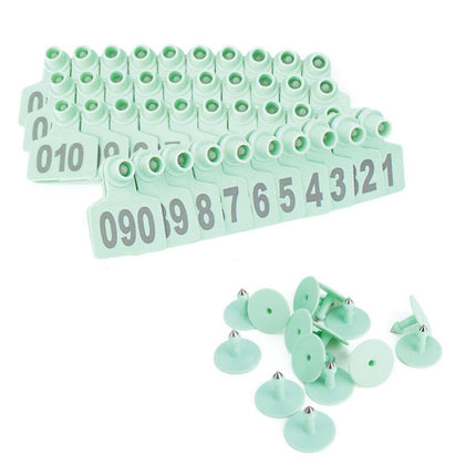 1-100 Cattle Number Ear Tags Set - Green Pig Sheep Goat Livestock Label.