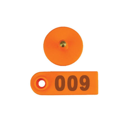 1-100 Cattle Number Ear Tag 5x2cm Set - Orange Mini Pig Sheep Livestock Label.