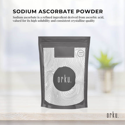 Orku 1Kg Sodium Ascorbate - High Purity Soluble Crystalline Powder Ingredient.