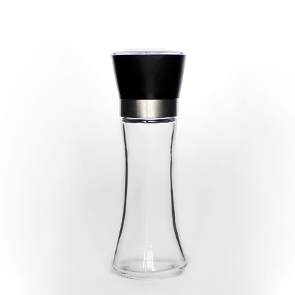 1x 180ml Glass Salt or Pepper Grinder 18cm - Adjustable Ceramic Core Tall Mill.