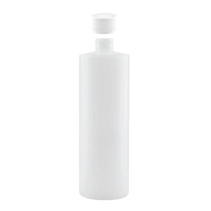 Kitchee 1x 500ml Ntural HDPE Round Bottle + 28/410 Caps - Empty Plastic Food Storage.