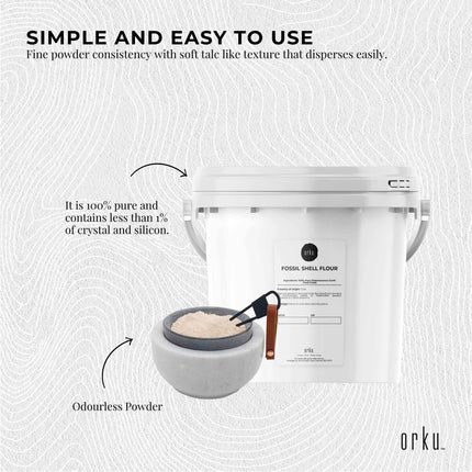 Orku 1.4Kg Fine Diatomaceous Earth Tub - Food Grade Fossil Shell Flour Powder.