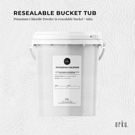 Orku 2Kg Potassium Chloride Powder (KCl) - Food Grade E508 Salt Substitute.