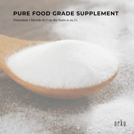 Orku 2Kg Potassium Chloride Powder (KCl) - Food Grade E508 Salt Substitute.