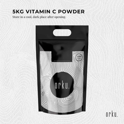 Orku 5Kg Vitamin C Powder Pure L-Ascorbic Acid - USP Grade Non-GMO.