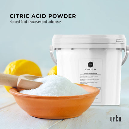 Orku 5Kg Citric Acid Powder Tub - Food Grade Non GMO Anhydrous Preservative E330.