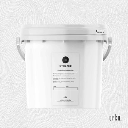 Orku 5Kg Citric Acid Powder Tub - Food Grade Non GMO Anhydrous Preservative E330.