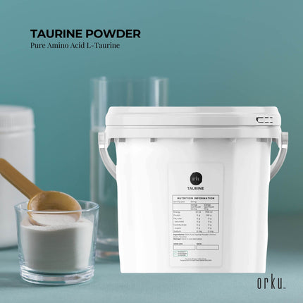 Orku 5kg Taurine Powder Tub - High Purity L-Taurine Amino Acid Ingredient.