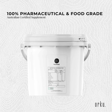 Orku 5kg Taurine Powder Tub - High Purity L-Taurine Amino Acid Ingredient.
