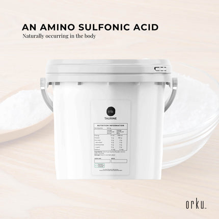 Orku 5kg Taurine Powder Tub - High Purity L-Taurine Amino Acid Ingredient.