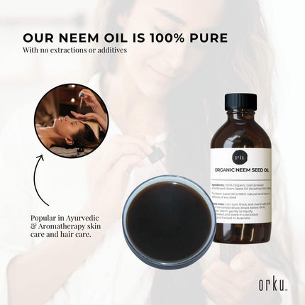 Orku 25ml Organic Neem Seed Oil - Debitterised Cold Pressed Azadirachtin Indica.
