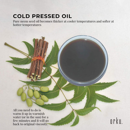 Orku 25ml Organic Neem Seed Oil - Debitterised Cold Pressed Azadirachtin Indica.