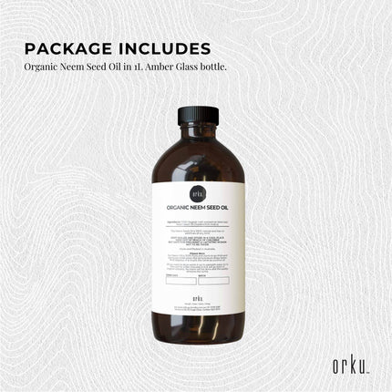 Orku 1L Organic Neem Seed Oil - Debitterised Cold Pressed Azadirachtin Indica.