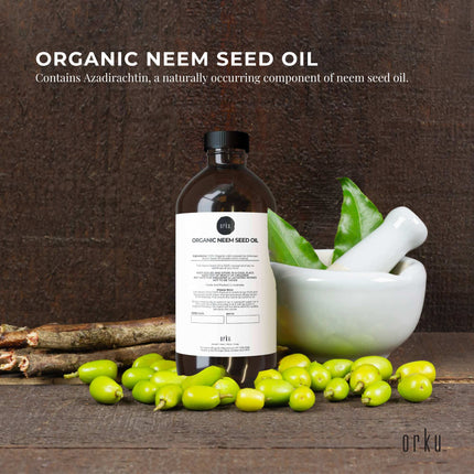 Orku 1L Organic Neem Seed Oil - Debitterised Cold Pressed Azadirachtin Indica.