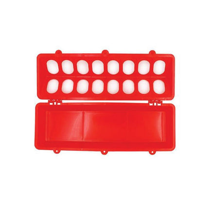 30cm Long Poultry Feeder Feeding Trough Chicken Chick Red Plastic Flip Top Container.