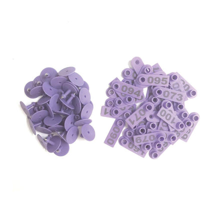 1-100 Cattle Number Ear Tags 5x2cm Purple Cow Sheep Pig Small Livestock Labels.